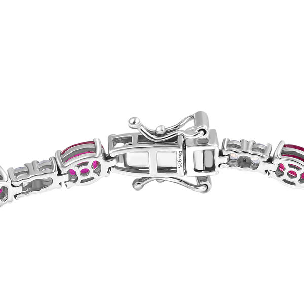 D joy Afrikanischer Rubin (Fissure gef&uuml;llt), Premium Regenbogen Mondstein Armband ca. 19 cm 925 Silber rhodiniert ca. 12,48 ct. image number 4