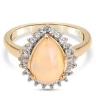 Natürlicher, äthiopischer Opal und Zirkon Halo-Ring, 925 Silber Gelbgold Vermeil  ca. 1,68 ct image number 0