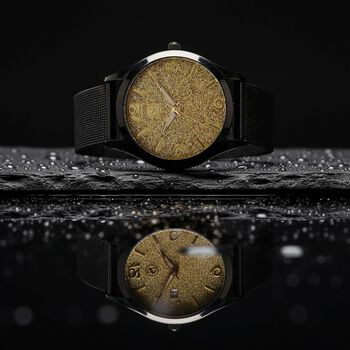 STRADA Stardust Zifferblattuhr mit japanischem Uhrwerk und schwarzfarbenem 316L Edelstahl -Mesh-Armband