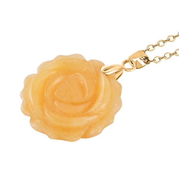 2er Set - Handgeschnitzer Gelber Quarzit Ring und Anhänger mit Kette, (Größe 17.00), goldfarben, ca. 30.00 ct image number 7