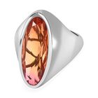 Padparadscha Quarz Triplette Ring, 925 Silber platiniert (Größe 18.00) ca. 7.43 ct