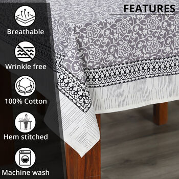 Jaipur Handstempeldruck, Tischdecke, Grau