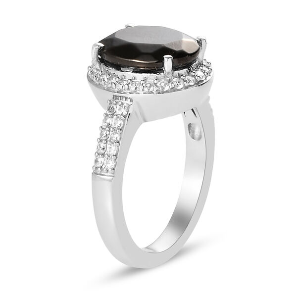 Elite Shungit und Zirkon Ring 925 Silber platiniert  ca. 2,82 ct image number 5