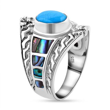 Royal Bali Kollektion - Sleeping Beauty T&uuml;rkis und Abalone Muschel Ring - 2,30 ct.