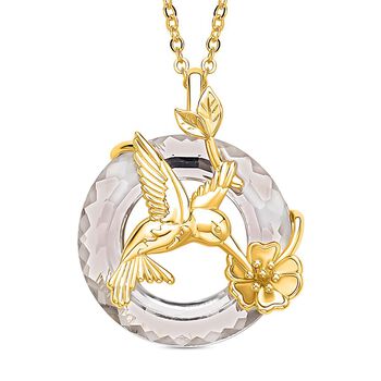 Glas Vogel Anh&auml;nger mit Kette, goldfarben