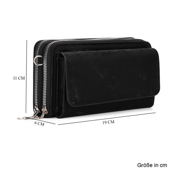 Crossbody-Tasche mit RFID-Schutz und Muster-Schulterriemen, 19x6x11 cm, Schwarz image number 8