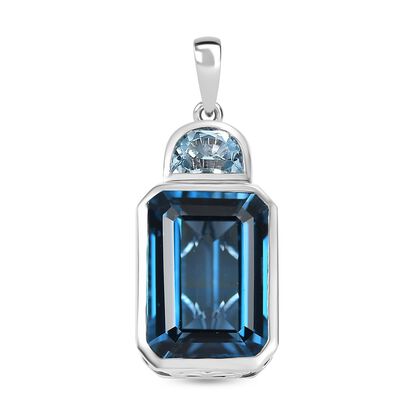 London Blau Topas, Himmelblauer Topas Anh&auml;nger 925 Silber rhodiniert ca. 9,54 ct.