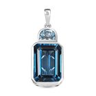 London Blau Topas, Himmelblauer Topas Anhänger 925 Silber rhodiniert ca. 9,54 ct.