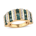 Blaugrüner Grandidierit und Zirkon Ring 925 Silber 585 Vergoldet image number 3