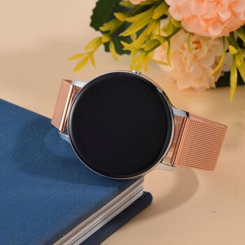 Eleganz Mesh HiWatch Plus, Silber und Gold, Smartwatch mit Dual-Modus Bluetooth, 1,28 IPS Display und Wassergesch&uuml;tztes Design