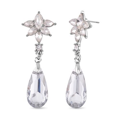 Wei&szlig;farbene Kristall Bl&uuml;ten Tropfen-Ohrringe