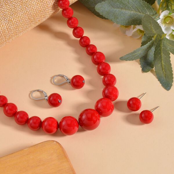 Rosa Muschelkernperle Schmuckset Reiner Edelstahl image number 2