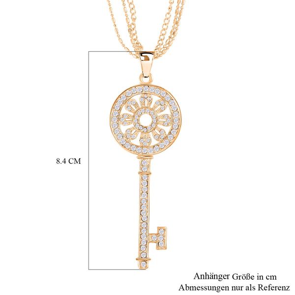 Wei&szlig;er Kristall-Schl&uuml;sselanh&auml;nger mit 78cm Kette in Goldton image number 5