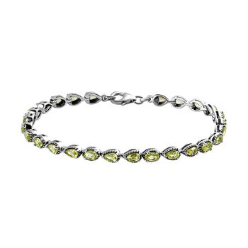 Peridot Armband, ca. 20 cm, 925 Silber platiniert ca. 7,19 ct