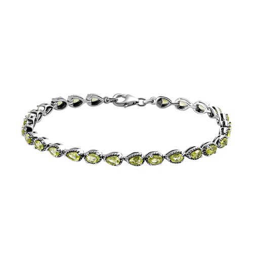 Peridot Armband, ca. 20 cm, 925 Silber platiniert ca. 7,19 ct image number 0