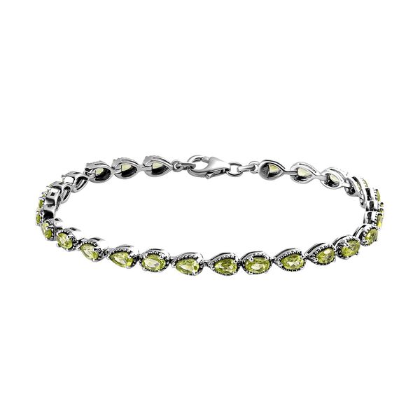 Peridot Armband, ca. 20 cm, 925 Silber platiniert ca. 7,19 ct
