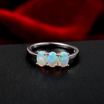 AA Nat&uuml;rlicher, &auml;thiopischer Welo Opal Ring, 925 Silber rhodiniert - 0,93 ct.