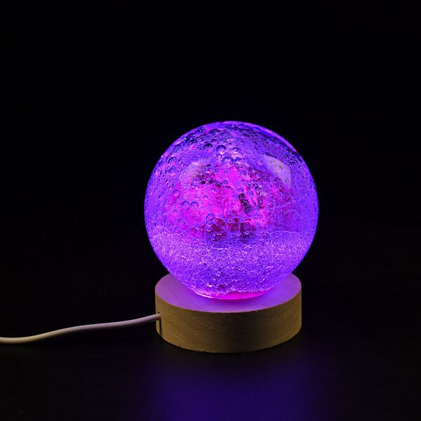 Glasball mit LED-Lichtbasis &ndash; Pink image number 2