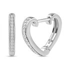 Weiße Diamant Herz-Creolen, 925 Silber platiniert ca. 0.15 ct