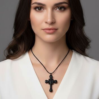 Schwarzer Glasachat Halskette 66 cm ca. 60,00 ct.