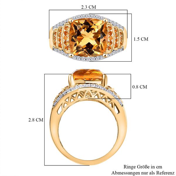 Djoy AA Serra Gaucha Citrin, Feueropal Ring 925 Silber 750 Gelbgold Vermeil (Größe 21.00) ca. 6.27 ct image number 7
