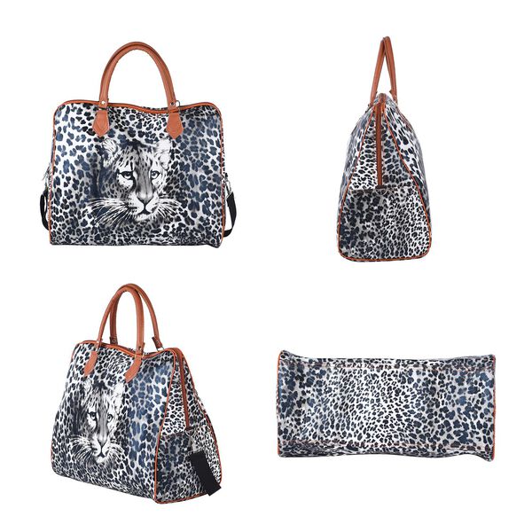 Handtasche mit Leopardenmuster, Weiß und Schwarz image number 4