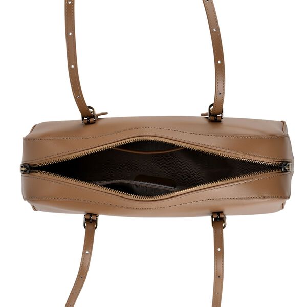 Echtleder Schultertasche, Rei&szlig;verschlussfach, Innenf&auml;cher, 33x12x13cm, Khaki image number 5