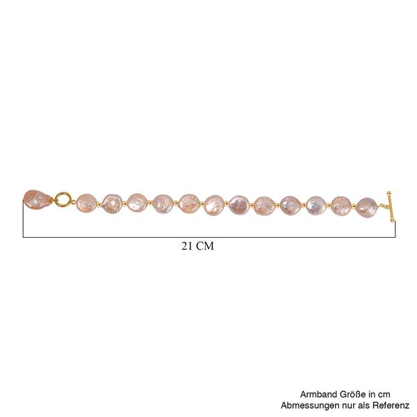 11-12mm pfirsich S&uuml;&szlig;wasserperlen-Armband, 19cm - 64 ct. image number 4