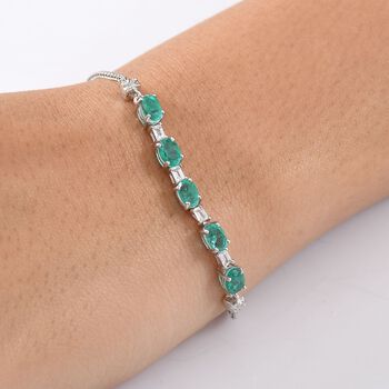 Smaragd Triplett Quarz und Zirkon Armband, 18cm - 3,47 ct.