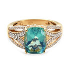 Pfau Triplett Quarz und Zirkon Ring 925 Silber vergoldet (Größe 16.00) ca. 3,56 ct