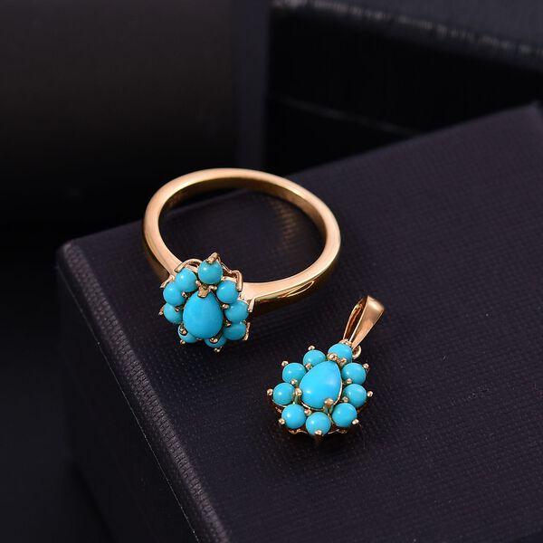 AA Amerikanisches, natürliches Sleeping Beauty Türkis-Schmuckset - 1,42 ct. image number 2