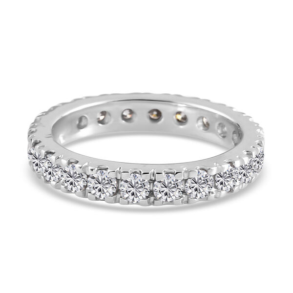88 Facetten Moissanit-Ring, 925 Silber platiniert  ca. 1,32 ct