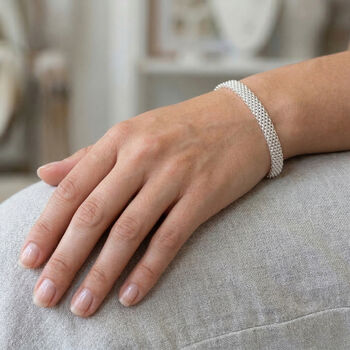 LA BELLA feinstes Italienisches Bismarck Armband 925 Silber rhodiniert ca. 19 cm ca. 5,84g