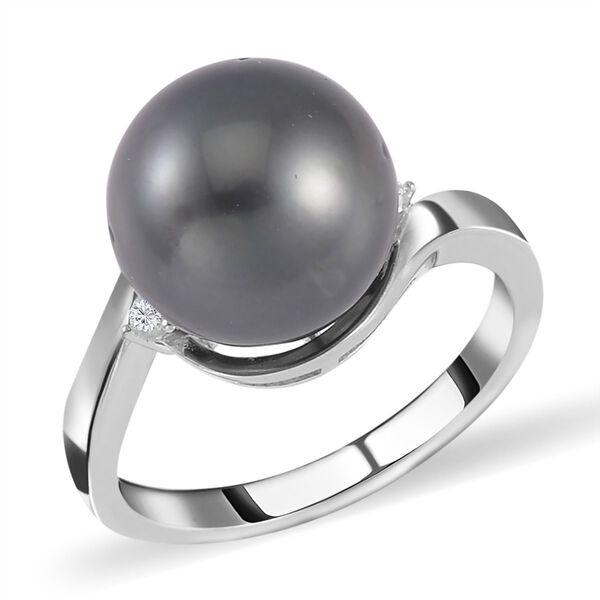 11-12mm Tahiti Perle und Moissanit Ring image number 4