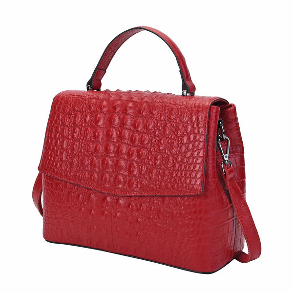 Echtleder Schultertasche mit Kroko Pr&auml;gung image number 7