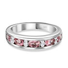 Rosa Turmalin und Zirkon Band Ring 925 Silber platiniert (Größe 20.00) ca. 1,03 ct