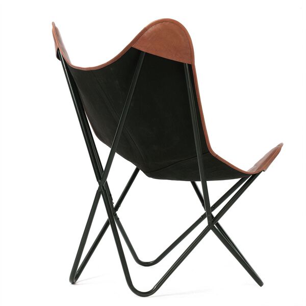 Zusammenklappbarer Butterfly-Sessel aus Echtleder, 92cm, Hellbraun image number 6