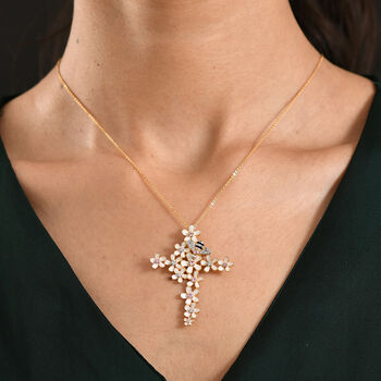 GP Trionfo Kollektion- Rosa Saphir, Zirkon und blauer Saphir Anh&auml;nger mit 50cm Kette - 0,56 ct.