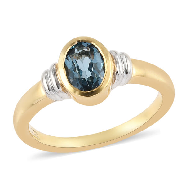 London Blau Topas Ring 925 Silber Bicolor  ca. 0,99 ct image number 4