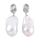 Weiße Barockperle Perle Ohrringe 925 Silber rhodiniert
