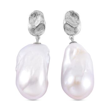 16-18mm wei&szlig;e Barockperle Perle Ohrh&auml;nger