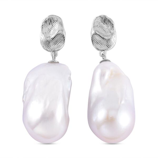 16-18mm wei&szlig;e Barockperle Perle Ohrh&auml;nger