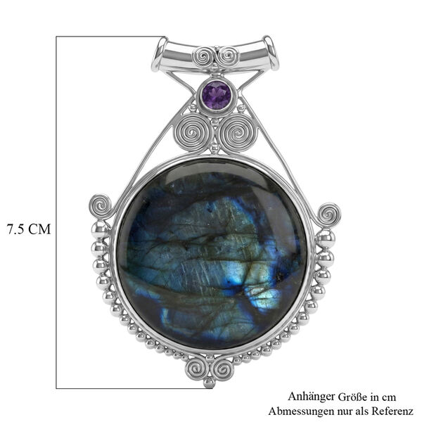 D'Joy AA Labradorit, Afrikanischer Amethyst Anh&auml;nger 925 Silber ca. 93,77 ct. image number 5