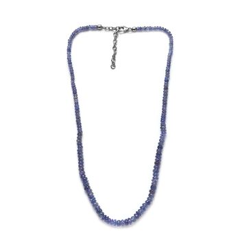 Tansanit-Halskette, ca. 45 cm lang, 925 Silber rhodiniert