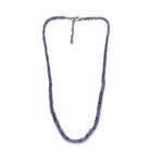 Tansanit-Halskette, ca. 45 cm lang, 925 Silber rhodiniert