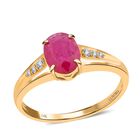 AAA Natürlicher Mosambik-Rubin, Weißer Diamant Ring 585 Gold (Größe 16.50) ca. 1,40 ct