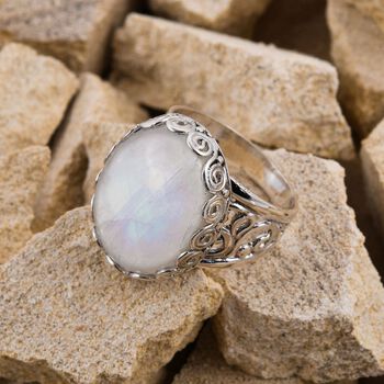 Royal Bali Kollektion - Regenbogen Mondstein Ring - 15,50 ct.