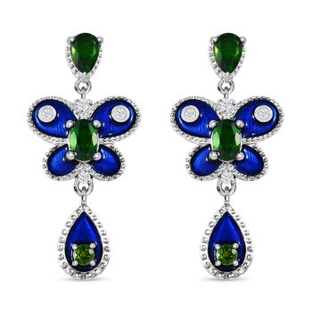 Nat&uuml;rlicher Chromdiopsid Ohrringe, 925 Silber platiniert ca. 2.22 ct