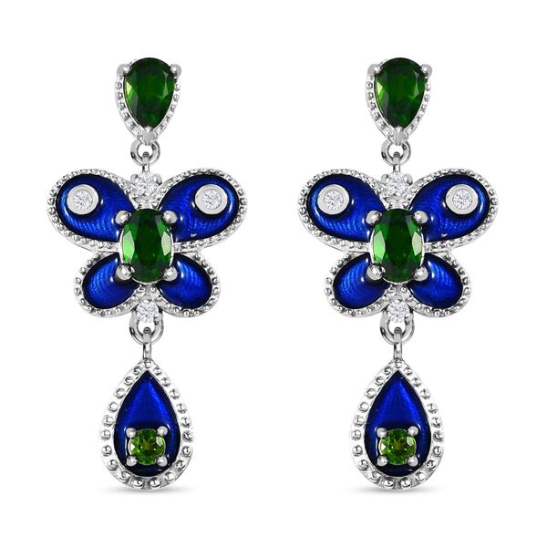 Nat&uuml;rlicher Chromdiopsid Ohrringe, 925 Silber platiniert ca. 2.22 ct