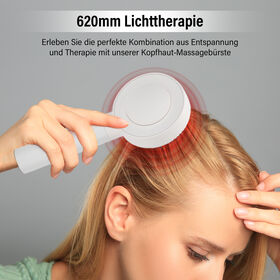 BEAUTECH Kopfhaut-Massagebürste mit rotem Therapielicht und 3 Massagestufen, 22x8,5x6 cm, Weiß